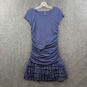 Ralph Lauren Dress Girls Large Youth Navy Blue Ruffles Cap Sleeve